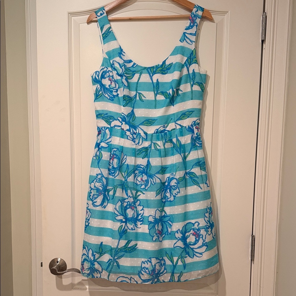 Lilly Pulitzer “Tossing The Line” Posy Fit Blue Nautical Dress Size 10